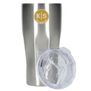 Victor 20 oz recycled insulated tumbler — Silver — example decorated front view 10