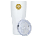 Victor 20 oz recycled insulated tumbler — White — example decorated front view 2