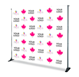 Printed step and repeat media wall with NEPS and sample logos. — 2